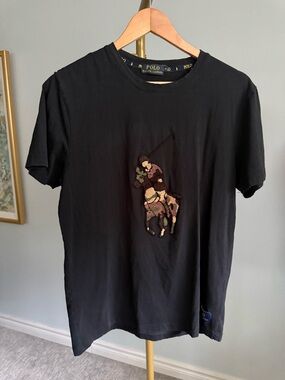 Polo Ralph Lauren Big Pony Tee Textured Logo Black T-Shirt Size L